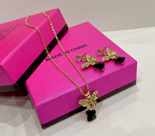 butterfly locket set